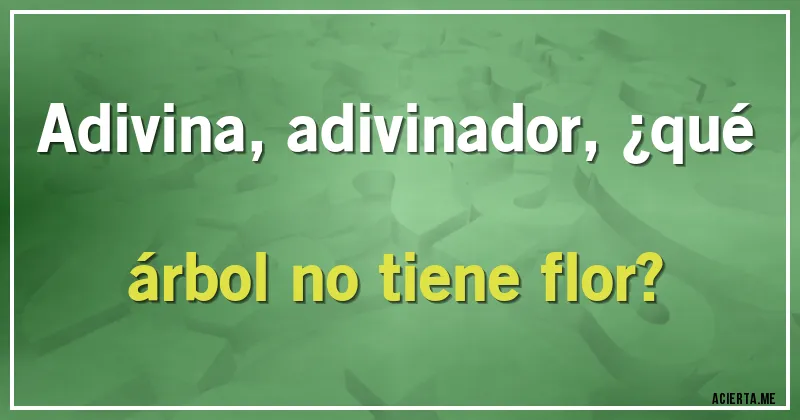 Acertijos - Adivina, adivinador, ¿qué árbol no tiene flor?