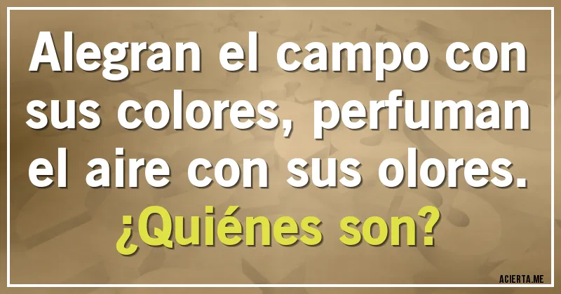 Acertijos - Alegran el campo con sus colores, perfuman el aire con sus olores.
¿Quiénes son?