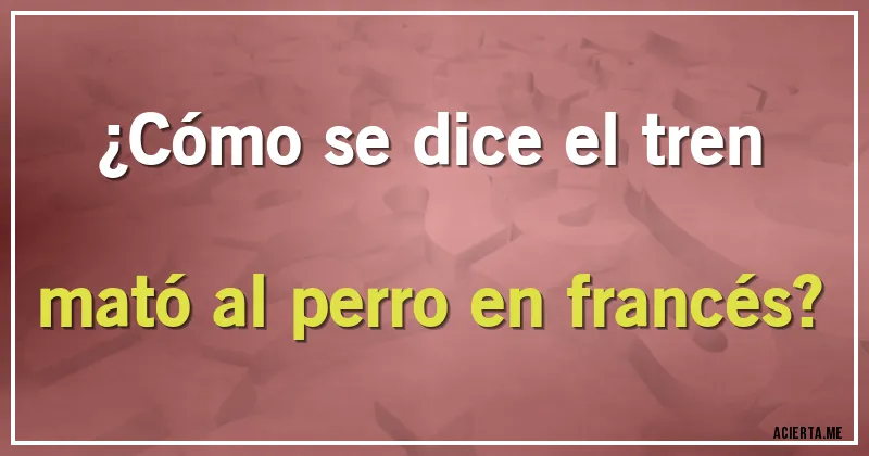 Acertijos - ¿Cómo se dice el tren mató al perro en francés?