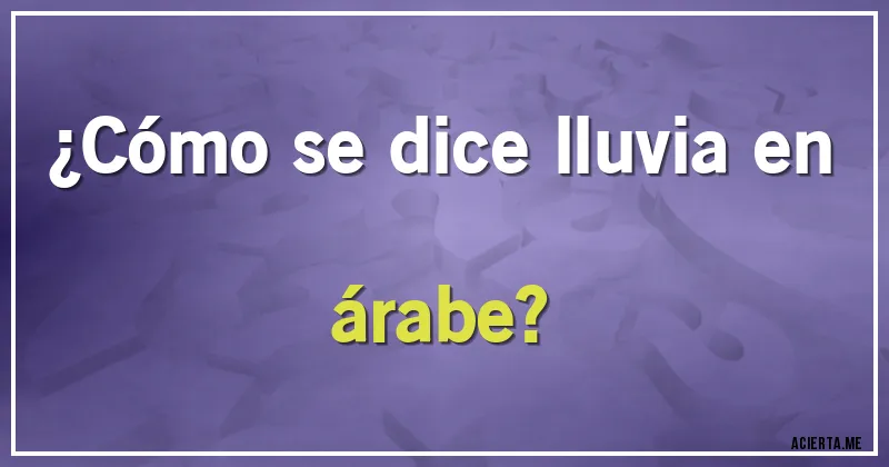 Acertijos - ¿Cómo se dice lluvia en árabe?
