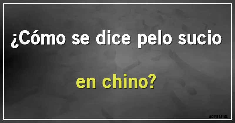 Acertijos - ¿Cómo se dice pelo sucio en chino?