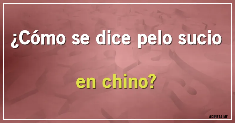 Acertijos - ¿Cómo se dice pelo sucio en chino?