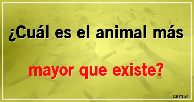 Acertijos - ¿Cuál es el animal más mayor que existe?
