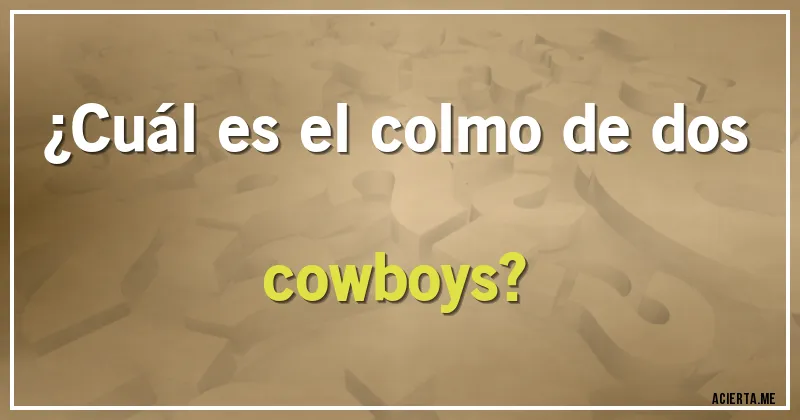 Acertijos - ¿Cuál es el colmo de dos cowboys?