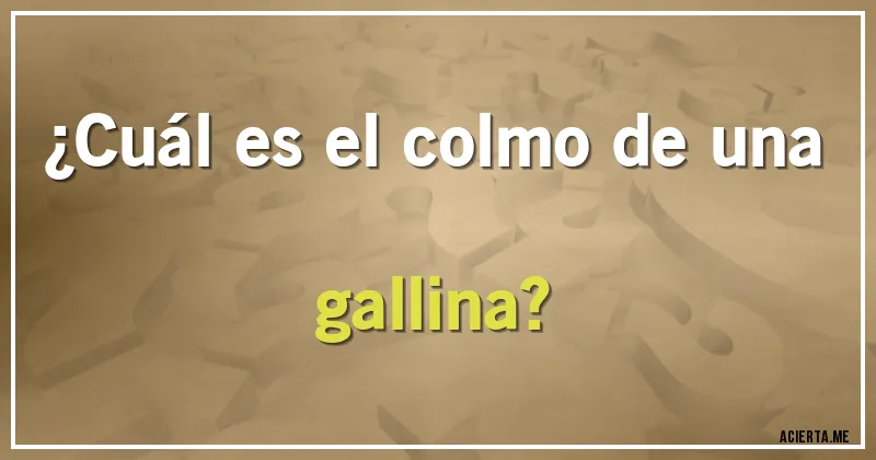 Acertijos - ¿Cuál es el colmo de una gallina?