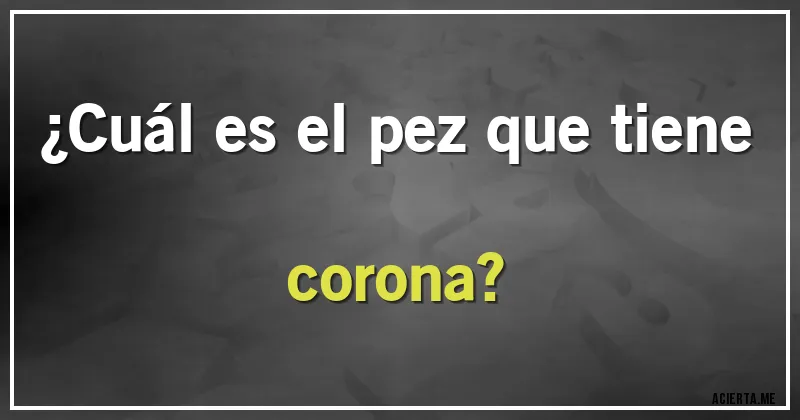Acertijos - ¿Cuál es el pez que tiene corona?