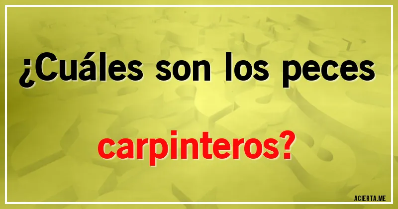 Acertijos - ¿Cuáles son los peces carpinteros?
