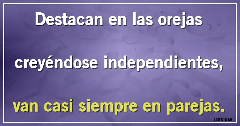 Acertijos - Destacan en las orejas creyéndose independientes, van casi siempre en parejas.