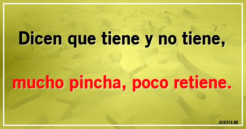 Acertijos - Dicen que tiene y no tiene, mucho pincha, poco retiene.