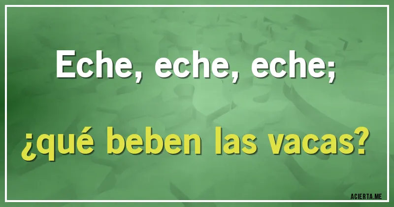 Acertijos - Eche, eche, eche;
¿qué beben las vacas?
