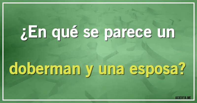 Acertijos - ¿En qué se parece un doberman y una esposa?