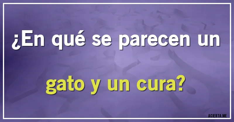 Acertijos - ¿En qué se parecen un gato y un cura?
