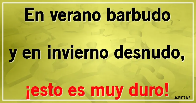 Acertijos - En verano barbudo
y en invierno desnudo,
¡esto es muy duro!
