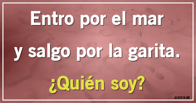 Acertijos - Entro por el mar
y salgo por la garita.
¿Quién soy?