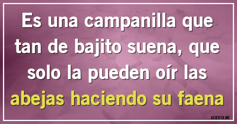 Acertijos - Es una campanilla que tan de bajito suena, que solo la pueden oír las abejas haciendo su faena