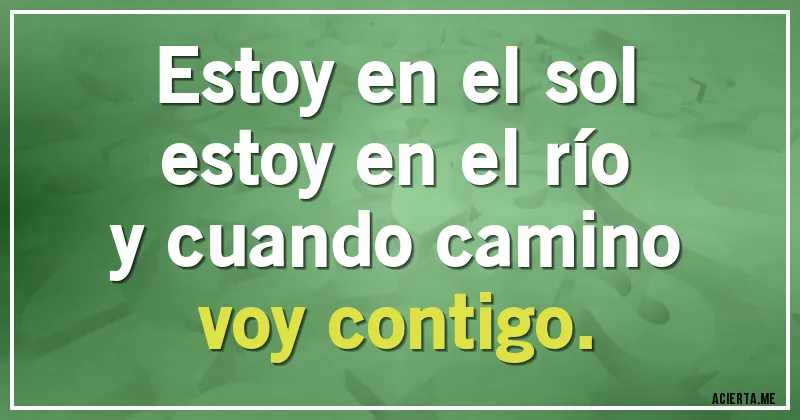 Acertijos - Estoy en el sol
estoy en el río
 y cuando camino
voy contigo.