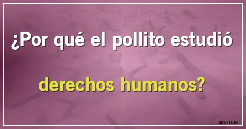 Acertijos - ¿Por qué el pollito estudió derechos humanos?