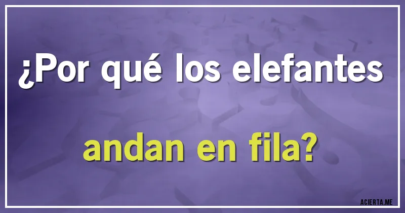 Acertijos - ¿Por qué los elefantes andan en fila?