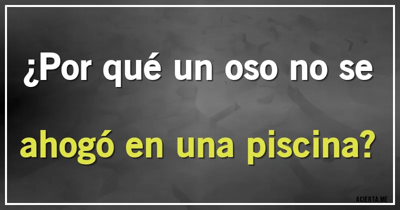 Acertijos - ¿Por qué un oso no se ahogó en una piscina?