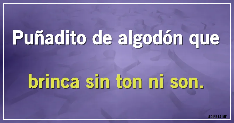 Acertijos - Puñadito de algodón que brinca sin ton ni son.