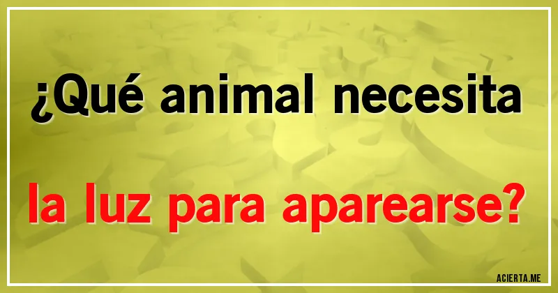 Acertijos - ¿Qué animal necesita la luz para aparearse?