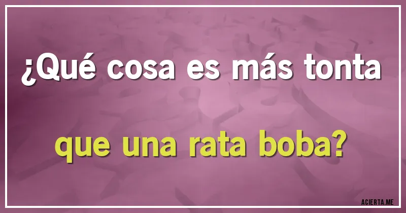 Acertijos - ¿Qué cosa es más tonta que una rata boba?