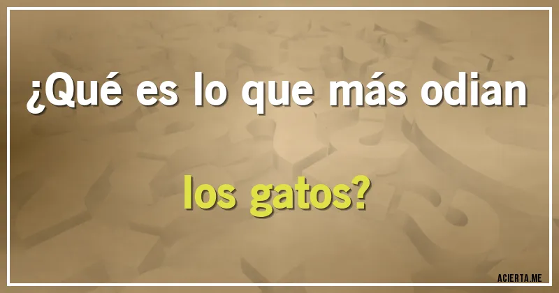Acertijos - ¿Qué es lo que más odian los gatos?
