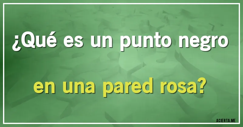 Acertijos - ¿Qué es un punto negro en una pared rosa?