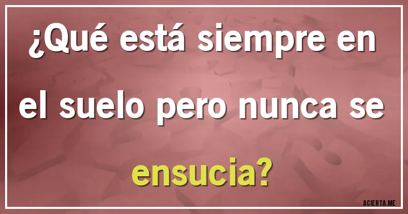 Acertijos - ¿Qué está siempre en el suelo pero nunca se ensucia?