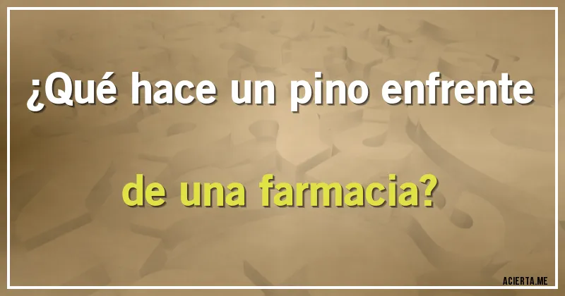 Acertijos - ¿Qué hace un pino enfrente de una farmacia?