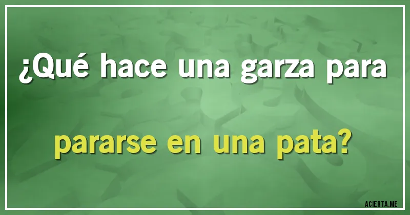 Acertijos - ¿Qué hace una garza para pararse en una pata?