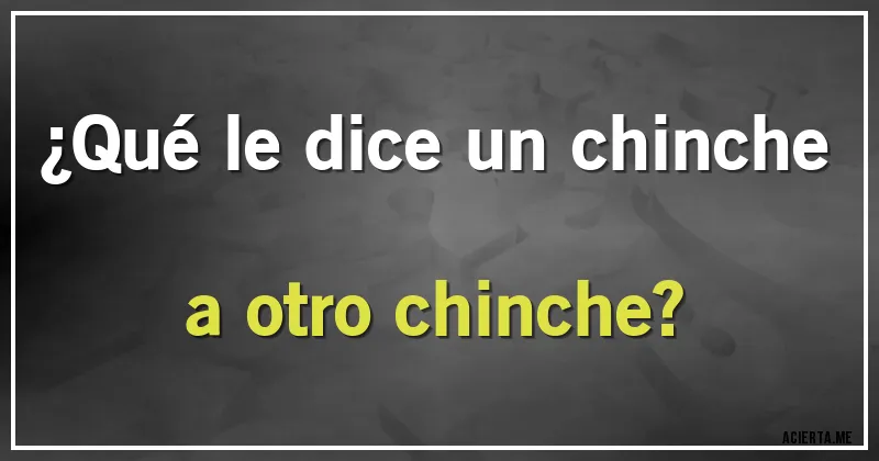 Acertijos - ¿Qué le dice un chinche a otro chinche?