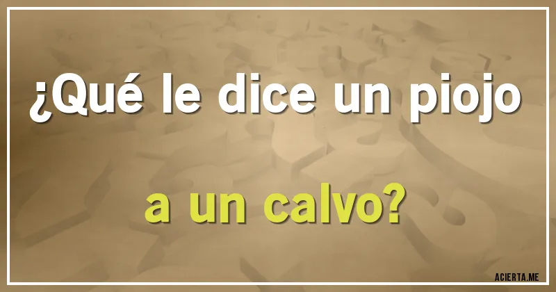 Acertijos - ¿Qué le dice un piojo a un calvo?