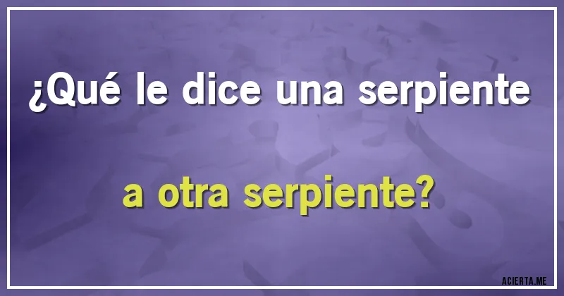 Acertijos - ¿Qué le dice una serpiente a otra serpiente?