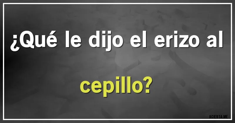 Acertijos - ¿Qué le dijo el erizo al cepillo?