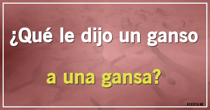 Acertijos - ¿Qué le dijo un ganso a una gansa?