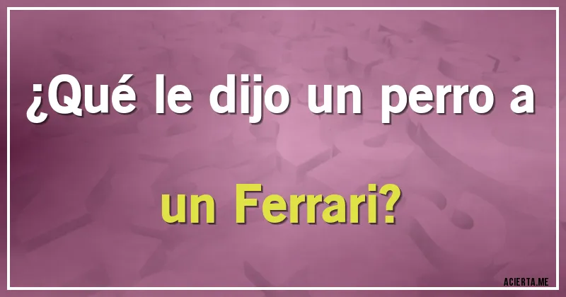 Acertijos - ¿Qué le dijo un perro a un Ferrari?