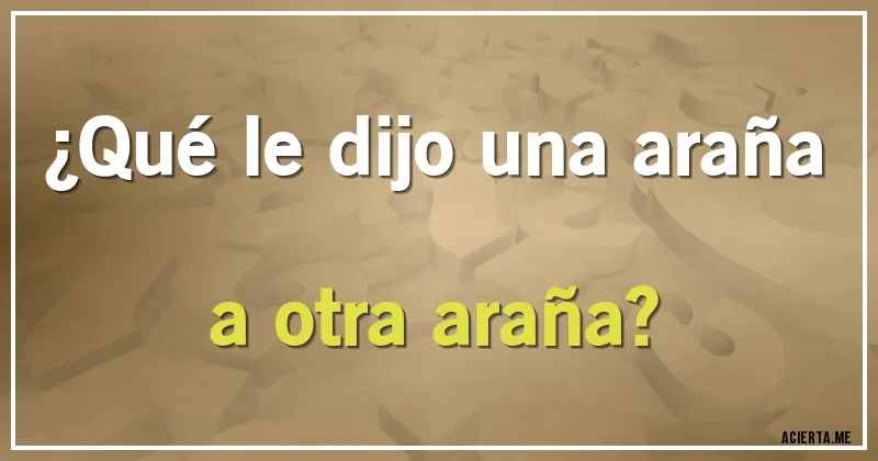 Acertijos - ¿Qué le dijo una araña a otra araña?