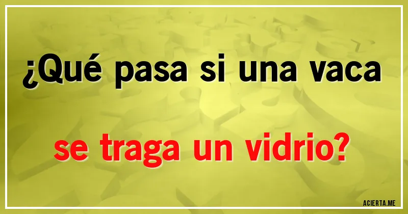 Acertijos - ¿Qué pasa si una vaca se traga un vidrio?