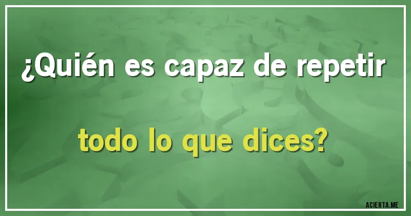 Acertijos - ¿Quién es capaz de repetir todo lo que dices?