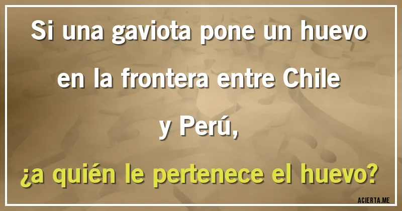 Acertijos - Si una gaviota pone un huevo en la frontera entre Chile y Perú, 
¿a quién le pertenece el huevo?