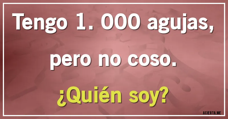Acertijos - Tengo 1.000 agujas, pero no coso. 
¿Quién soy?