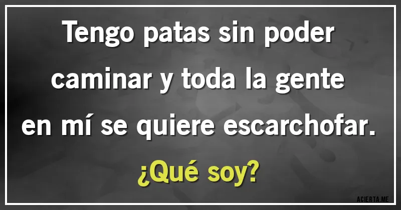 Acertijos - Tengo patas sin poder caminar y toda la gente en mí se quiere escarchofar. 
¿Qué soy?