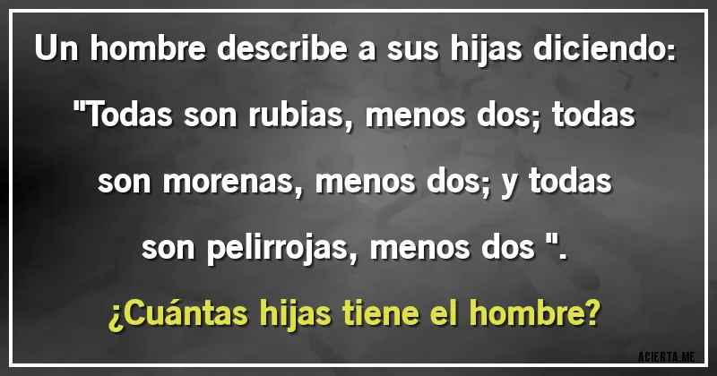 Acertijos - Un hombre describe a sus hijas diciendo: 