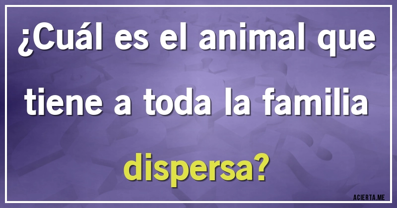 Acertijos - ¿Cuál es el animal que tiene a toda la familia dispersa?