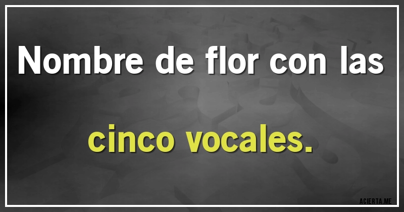 Acertijos - Nombre de flor con las cinco vocales.